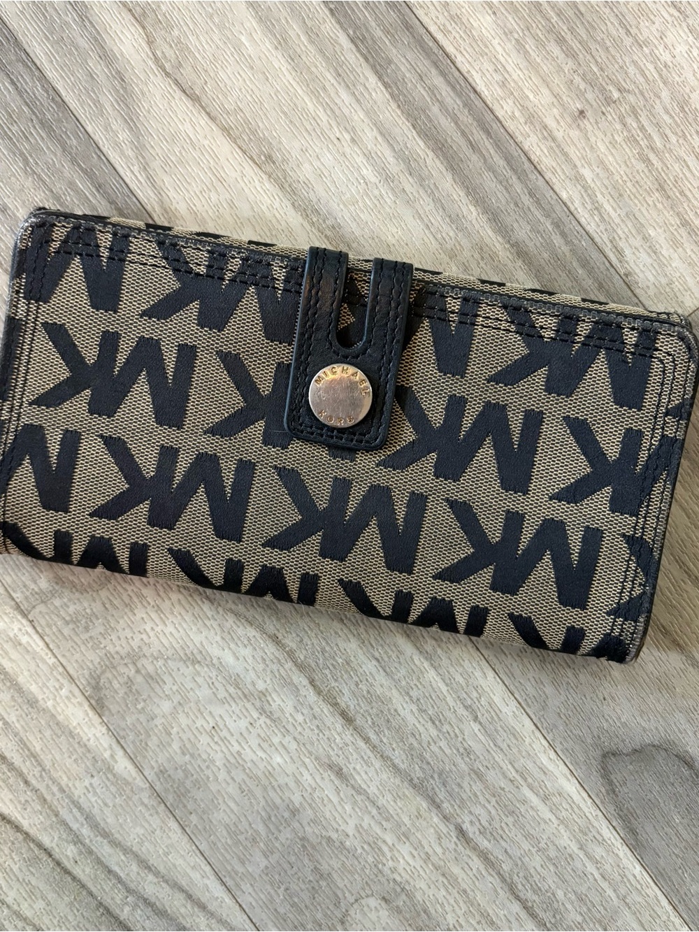 Michael Kors Brown and Black MK Logo Continental Wallet